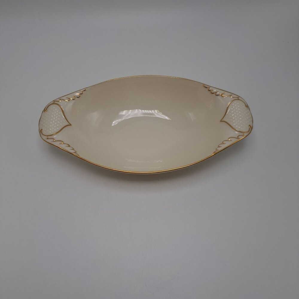 Vintage Lenox White Oval Dish With Gold Wings & Heart Handles